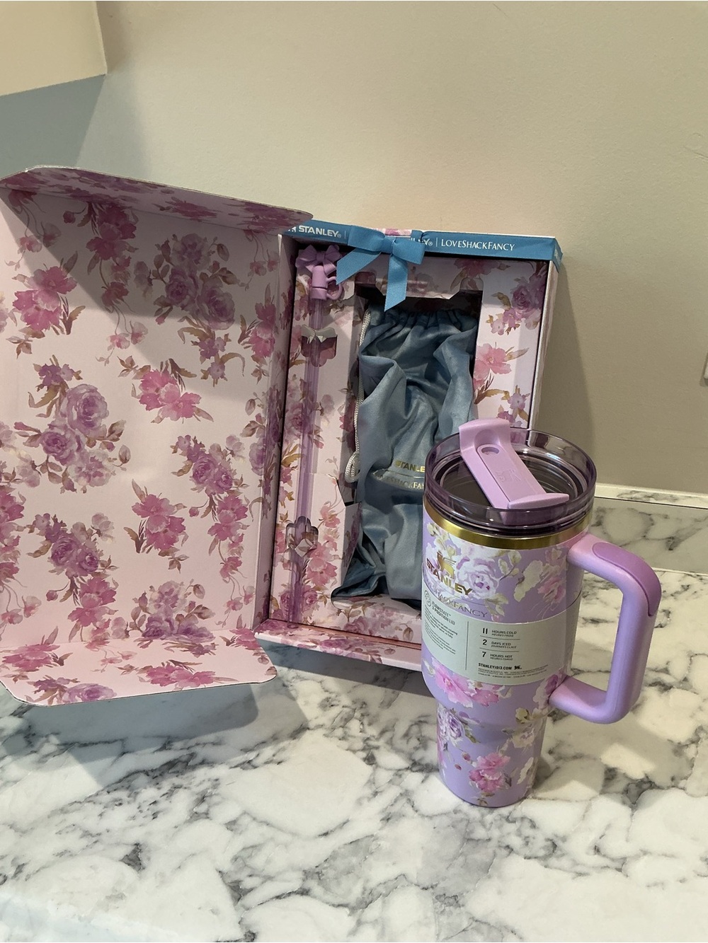 Stanley/LoveShackFancy Lavender Floral Travel Tumbler with Handle